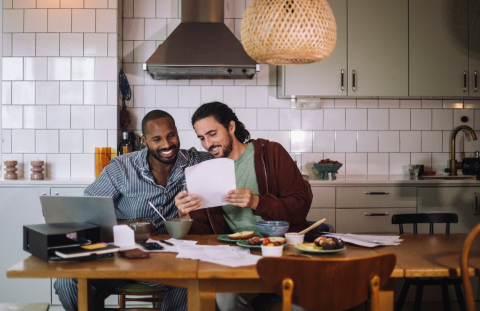 Couple looking at finances