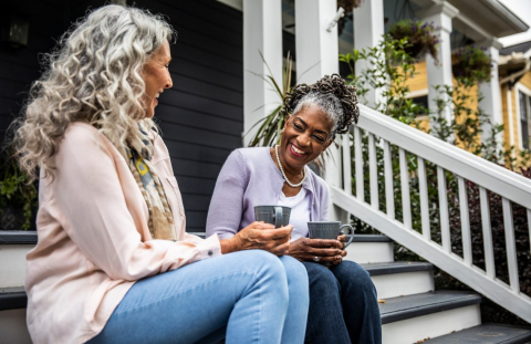 Two women enjoy their retirement