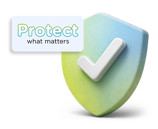 Shield image with Protect what matters callout